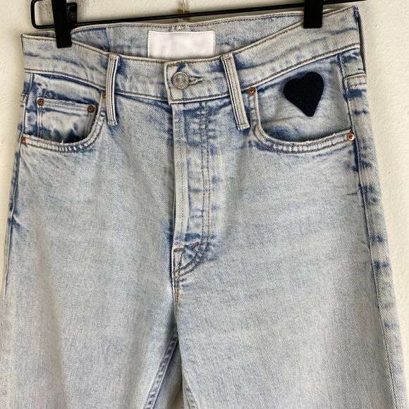 MOTHER The Tomcat Ankle Fray Size 26 Saved By The Bell Blue Straight Leg Heart - Picture 8 of 15